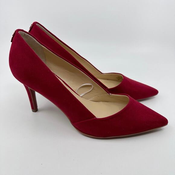 Calvin Klein Galena Pointed-Toe Heels Pumps Red Velour Womens Size 6.5M EU 36 - Picture 2 of 9